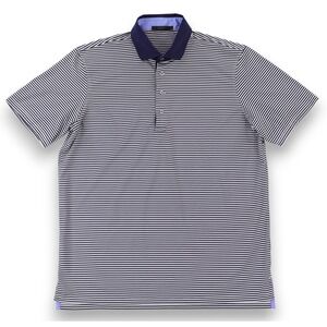 Greyson Polo Shirt Mens Large Blue Stripe Golf Performance Stretch Short Sleeve